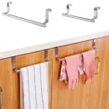 Kitchen Cabinet Door Towel Bar Stainless Steel Door Back Towel Hanging Holder Bathroom Punch-free Towels Hooks Home Organizer