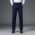 Men's lightweight business casual pants with micro elasticitymen's quick drying pantsnew straight leg office black deep bluepant - Image 2