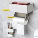 Exclusive Stainless Steel Bathroom Tissue Box Holder Wall Mounted Paper Roll Stand Toilet Paper Box Storage Rack - Image 2