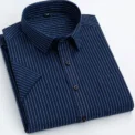 Summer thin men's business social short-sleeved shirt professional formal striped casual non-ironing breathable shirt slim fit - Image 2