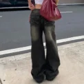 Low Waist Jeans for Women Goth Y2k Style Baggy Jeans Punk New Jeans Wide Leg Denim Pants Kpop Casual Loose Streetwear - Image 4