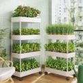 3/4 Layer Kitchen Gap Storage Rack White Freestanding Multilayer Rolling Utility Mobile Cart Bathroom Slim Slide Or - Image 2