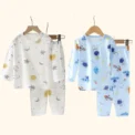 Kids Fleece Cotton Sleepwear Set - Cartoon Print, Long/short Sleeve, Unisex - Image 3