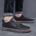 Men's Leather Shoes Casual Comfort Cricket Shoes Fashion Sneakers For Men Lightweight Driving Shoes - Image 6