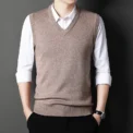Men's Solid Color Sweater Vest Casual Fashion Warm Top for All Seasons Comfortable Breathable Layering Essential - Image 2