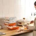 Household Kitchen Drawer Style Food Grade Fresh-keeping Box, Refrigerator Double-layer Plastic Egg Storage Box - Image 3