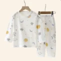 Kids Fleece Cotton Sleepwear Set - Cartoon Print, Long/short Sleeve, Unisex - Image 5