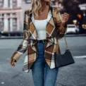 European and American cross-border women's fashionable and elegant plaid printed slim fit jacket - AliExpress 200000345 - Image 3