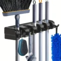 3/4/5 Position Multi-Functional Wall Mounted Mop Holder Broom Hanger Shelf Home Kitchen Storage Black Magic Plastic Mop Holder