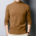 New Autumn/Winter Mock Neck Sweater Men Solid Color Pullovers Man Half Turtleneck Knitwear Fashion  Casual Mens Clothing - Image 4