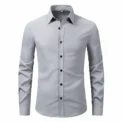 Four season new men's casual long sleeved solid color shirt for foreign trade men's clothing -