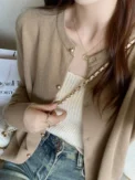 Solid Color Knitted for Women Cardigan Korean Single Breasted Long Sleeve Jumper Woman Round Neck All Match Cardigans Outwear - - Image 3