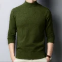 New Autumn/Winter Mock Neck Sweater Men Solid Color Pullovers Man Half Turtleneck Knitwear Fashion  Casual Mens Clothing - Image 5