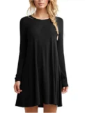New Long Sleeve Women Black Short Dresses Spring Autumn Solid Color Streetwear Casual A-Line Dress Round-Neck Ladies Mini Dress - Image 6