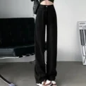 Women Retro Blue Black High Waist Wide Leg Jeans Lady  Style Straight Leg Denim Pants Fashion Streetwear Daily Trousers - Image 5