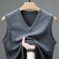 New Spring Autumn 6 Wool Sleeveless Cashmere Vest Men Work Sweater Solid Color Knitted Male Waistcoat High Quality Pullover - Image 5