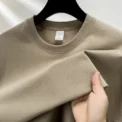 100% pure cotton summer high-end brand men's short sleeve round neck fashionable style half sleeved top breathable T-shirt - - Image 3