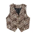 TRAF Leopard Print Vests for Women Waistcoat Cropped Sleeveless Vest Woman Fashion Short Jacket Women Streetwear Women's Coats - Image 3