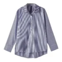Classic Striped Woman Spring Autumn Blouses Shirt Lady Long Lantern Sleeve Stand Collar Loose Blusas Tops - Image 5