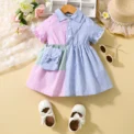 Girls Dress With Lapel Flared Sleeves Button Closure Waist Puffy Skirt Butterfly Bag Loose Travel New Style - Image 4