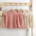 Spring Girl Children Ruffle Collar Floral Print Tshirt Boy Baby Solid Ribbed Bottoming Shirt Kid Casual Cotton Tees Clothes - Image 5