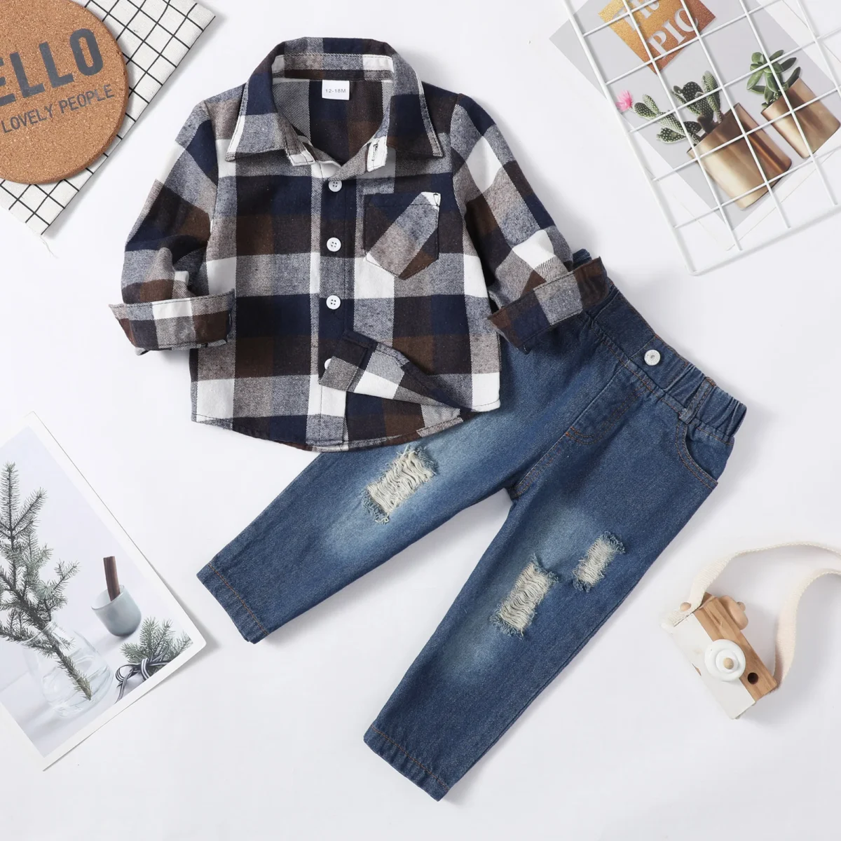 Winter Baby Boy Clothes Infant Toddler Boy Outfits 12 18 24 Months 2T 3T Denim Jeans Boys Fall Winter Clothing Pants Set - Image 2