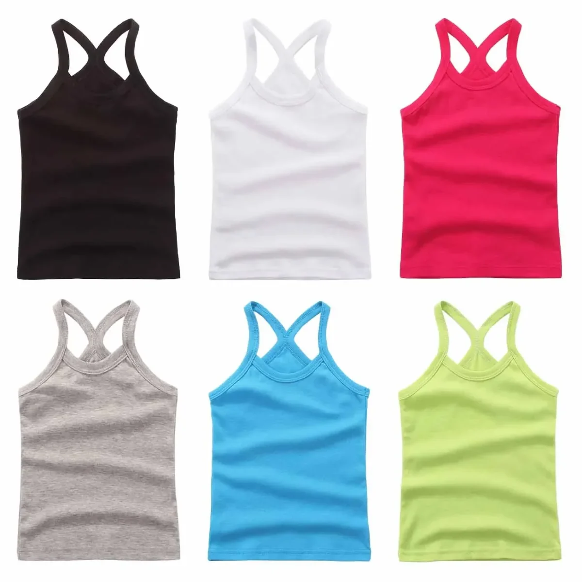 Hot Summer Cotton Girls Vest Sleeveless Solid Color T-shirts Tees Kids Children Tops Baby Girl Casual Clothes Tshirt 2-12 Years - Image 1