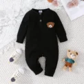 Newborn Baby Clothes 0 to 18 Months Cartoon Bear Tiny Button Onesies For Baby Boy Long Sleeve Infant Romper Toddler Jumpsuit - Image 2