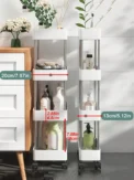 3/4 Layer Kitchen Gap Storage Rack White Freestanding Multilayer Rolling Utility Mobile Cart Bathroom Slim Slide Or - Image 5