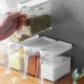 Multifunctional Stackable Kitchen Seasoning Container, Push-on Lid with Visible Sealing Lid Thickened Seasoning Container -