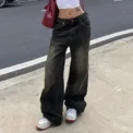 Low Waist Jeans for Women Goth Y2k Style Baggy Jeans Punk New Jeans Wide Leg Denim Pants Kpop Casual Loose Streetwear - Image 3
