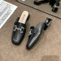 Women Pumps Shallow Shoes 2025 Footwear Heels Fashion Metal Buckle Strap Ladies Thick Heels Shoes Leather casual sandals - Image 3