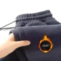Men's Winter Fleece-Lined and Thickened Loose-Fit Casual Trousers Style Heavyweight Walf Checks Sportswear - Image 4