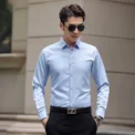 Men's Long Sleeve White Shirt Slimming Solid Color Professional Business Casual Workwear Top Slim Fit Casual Shirt - Image 3