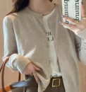 Solid Color Knitted for Women Cardigan Korean Single Breasted Long Sleeve Jumper Woman Round Neck All Match Cardigans Outwear - - Image 4