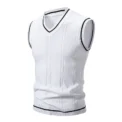 New Men's Knit V-Neck Sleeveless Vests Slim Fit Knitted Pullovers Sweaters Fashion Patchwork Smart Casual Streetwear - Image 2