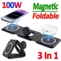 100W 3 in 1 Foldable Fast Wireless Charger for iPhone 15 14 13 12 Pro Max Airpods iWatch 8 7 Fast Charging Dock Station Chargers
