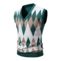 New Mens Argyle Knitwear Vest V Neck Sleeveless Casual Slim Fit Pullover Knitted Sweater lightweight vests - Image 3