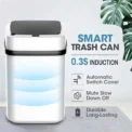 Kitchen Trash Bin 13L Bathroom Touch Trash Can In The Toilet Smart Garbage Bucket Waste Bins Dustbin Smart Trash Can Kitchen - Image 3