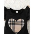 Summer Baby Girl Dress Set for 0-2Years 3PCS Ruffled Short Sleeve Heart Plaid Pattern Cut-out Design Infant Clothes Outfits - Image 2