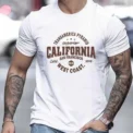 Men's casual top comfortable sports T-shirt with California West Coast men's fashion print round neck short sleeved T-shirt - - Image 6