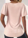 Plus size spring and summer fashionable and elegant hollow tops for women office wear loose ruffle sleeves versatile tops - Image 2