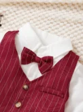 Winter Cool Boys Shirt With Bow Beret Stripe Little Gentleman Set For 0-3 Years Old Boys - Image 2