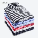 M-5XL Autumn New Men's Striped Shirt Solid Casual Long Sleeve Slim Fit Korean Edition Business Formal Laydown Shirt