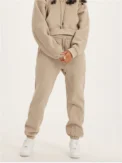 Casual Drawstring Sport Pants Women Winter Fleeced Lined Pocket Fashion Solid Jogger Streetwear Female Long Trousers Sweatpants -