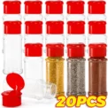 20/1PCS Clear Plastic Spice Bottle Pepper Shaker with Lids Salt Seasoning Jars Barbecue Condiment Bottles Kitchen Accessories -