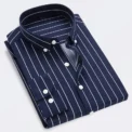 M-5XL Autumn New Men's Striped Shirt Solid Casual Long Sleeve Slim Fit Korean Edition Business Formal Laydown Shirt - Image 4