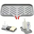 Sink Silicone Tray With drain Soap Sponge Storage Holder Countertop Sink Scrubber Brush Soap Storage Rack Kitchen Organizer - Image 4