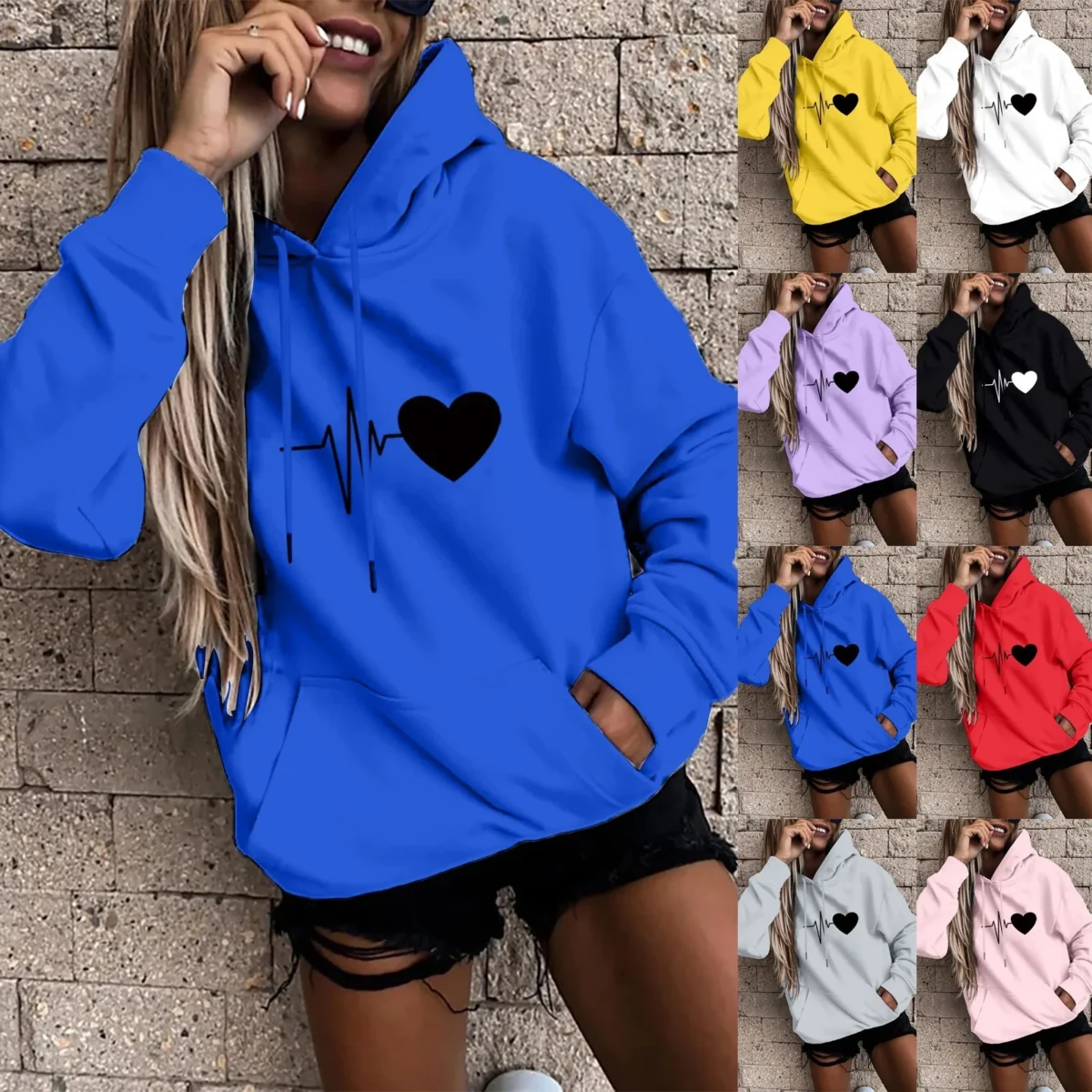 Women's Pullover Fashion Casual Fun Print Hooded Sweatshirt Loose Sports Tops Pullover - Image 1