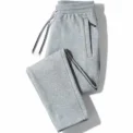 New Hot Sale Of The Season Men's Casual Loose Straight Leg Pants Thickened Zipper Pocketed Elastic Waist Sweatpants Comfortable - Image 3